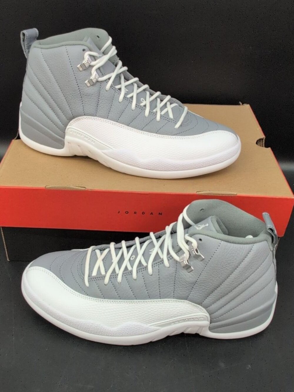 Nike Air Jordan 12 Retro Lace Up Men's Shoes US 11 Stealth White Cool Grey